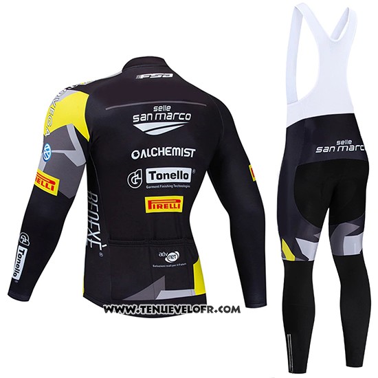 2020 Maillot Ciclismo Trek Selle San Marco Noir Jaune Manches Longues et Cuissard